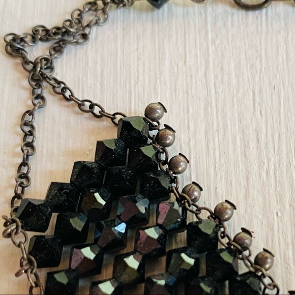 Vintage Black Crystal Beaded Choker Necklace - Picture 13 of 14